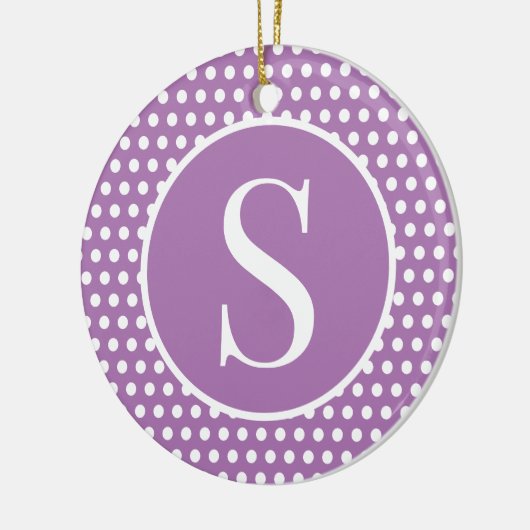シックかわいいイニシャルレター水玉模様 セラミックオーナメント (左)