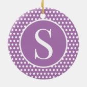 シックかわいいイニシャルレター水玉模様 セラミックオーナメント (裏面)