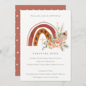 シックかわいいラストボホフローラレインボーバプティスマ招待状 サンキューカード (正面/裏面)