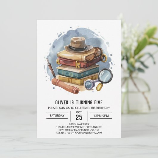 シックかわいい刑事誕生日 招待状 (スタンド正面)