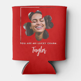 シックかわいらしさくらんぼレッドラッキーシャムロッククローバーフォト 缶クーラー