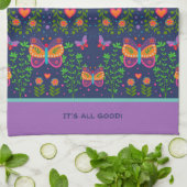 シックかわいらしなカスタム引用文またはネームバタフライ キッチンタオル (折り畳み)