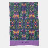 シックかわいらしなカスタム引用文またはネームバタフライ キッチンタオル (縦)