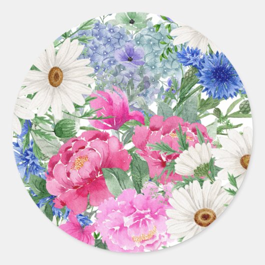 シックかわいらしなガーリー花 ラウンドシール (正面)