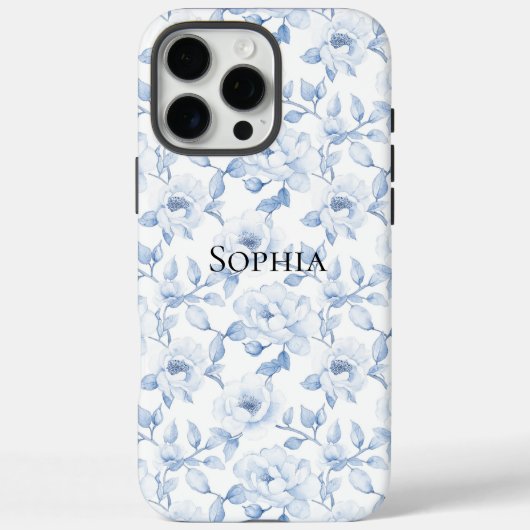 シックかわいらしな青の白い花 Case-Mate iPhoneケース (裏面)