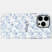 シックかわいらしな青の白い花 Case-Mate iPhoneケース (裏面 (横))