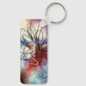 シックかわいらしウォーターカラーダリアフローラ抽象芸術 キーホルダー (裏面)