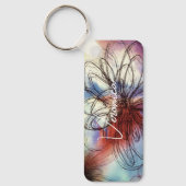 シックかわいらしウォーターカラーダリアフローラ抽象芸術 キーホルダー (正面)