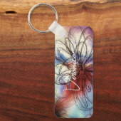 シックかわいらしウォーターカラーダリアフローラ抽象芸術 キーホルダー (正面)