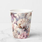 シックかわいらしエレガントフローラモダン赤面ピンクマウーブ 紙コップ (裏面)