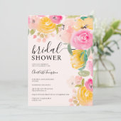 シックかわいらしガーデンフローラウォーターカラーブライダルシャワー 招待状 (スタンド正面)
