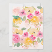 シックかわいらしガーデンフローラウォーターカラーブライダルシャワー 招待状 (裏面)