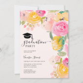 シックかわいらしガーデンフローラ水彩 招待状 (正面)