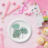 シックかわいらしトロピカルリーフガーデンパーティープレート ペーパープレート (パーティー)