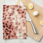 シックかわいらしバラガーリー金ゴールドレオパードグリッターラブ キッチンタオル (四つ折り)