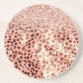 シックかわいらしバラガーリー金ゴールドレオパードグリッターラブ コースター (正面)