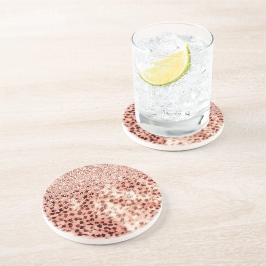 シックかわいらしバラガーリー金ゴールドレオパードグリッターラブ コースター (側面)