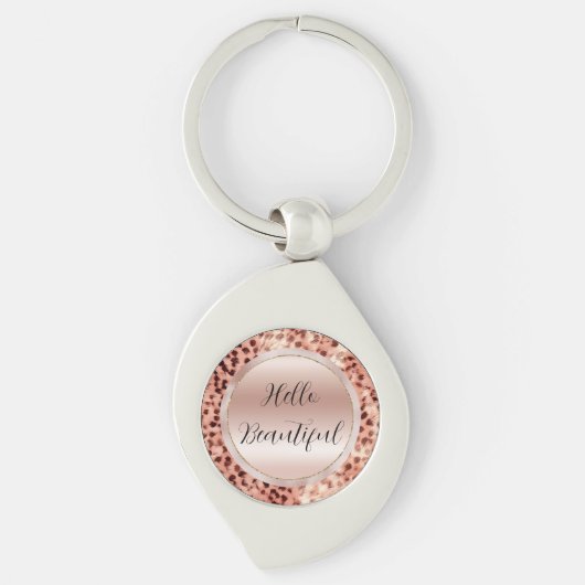 シックかわいらしバラガーリー金ゴールドレオパード キーホルダー (正面)