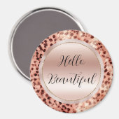 シックかわいらしバラガーリー金ゴールドレオパード マグネット (正面/裏面)