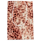 シックかわいらしバラガーリー金ゴールドレオパード ミディアムペーパーバッグ (正面)