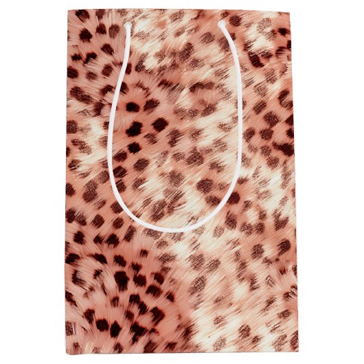 シックかわいらしバラガーリー金ゴールドレオパード ミディアムペーパーバッグ (正面)