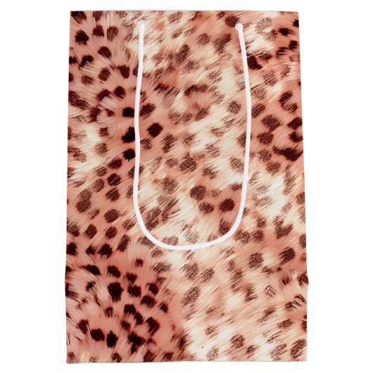 シックかわいらしバラガーリー金ゴールドレオパード ミディアムペーパーバッグ (裏面)