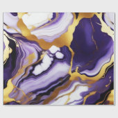 シックかわいらしパープル金ゴールドフェイク大理石 ラッピングペーパー (フラット)