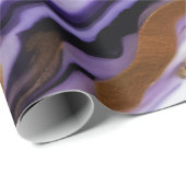 シックかわいらしパープル金ゴールドフェイク大理石 ラッピングペーパー (ロールコーナー)