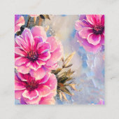 シックかわいらしピンクの花フローラ スクエア名刺 (裏面)