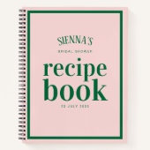 シックかわいらしピンクアンドグリーンブライダルシャワーレシピ ノートブック