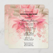シックかわいらしピンクフローラブライダルシャワー 招待状 (正面/裏面)