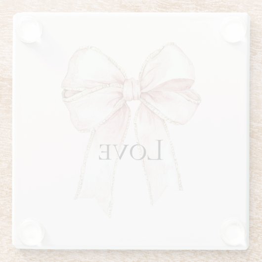 シックかわいらしピンクボウ ガラスコースター (裏面)