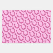 シックかわいらしピンク金ゴールドグリッター馬蹄形 ラッピングペーパーシート (正面2)