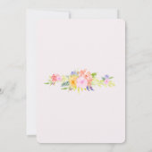 シックかわいらしピーチピンクウォーターカラーフローラ誕生日 招待状 (裏面)