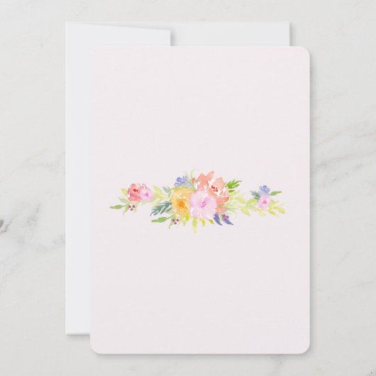 シックかわいらしピーチピンクウォーターカラーフローラ誕生日 招待状 (裏面)