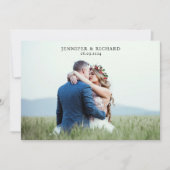 シックかわいらしブラックレッドさくらんぼ素朴の結婚写真 サンキューカード (正面)