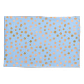 シックかわいらしブルーとバラ金ゴールド水玉模様 枕カバー (裏面)