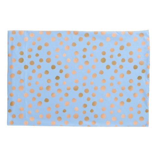 シックかわいらしブルーとバラ金ゴールド水玉模様 枕カバー (裏面)