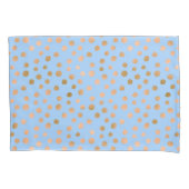 シックかわいらしブルーとバラ金ゴールド水玉模様 枕カバー (正面)