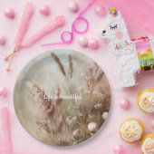 シックかわいらしベージュ赤面ボホフローラブライダルシャワー ペーパープレート (パーティー)