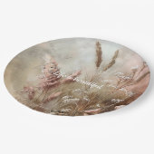 シックかわいらしベージュ赤面ボホフローラブライダルシャワー ペーパープレート (アングル)