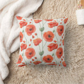 シックかわいらしポ赤と白ピー花の柄 クッション (ブランケット)
