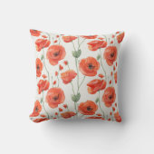 シックかわいらしポ赤と白ピー花の柄 クッション (正面)