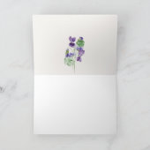 シックかわいらしモノグラムバイオレットフローラバンチ結婚ーズ サンキューカード (内部)