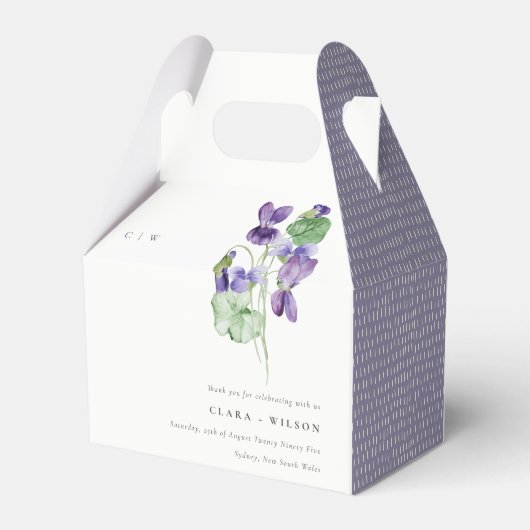 シックかわいらしモノグラムバイオレットフローラバンチ結婚ーズ フェイバーボックス (裏面サイド)