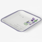 シックかわいらしモノグラムバイオレットフローラバンチ結婚ーズ ペーパープレート (傾斜あり)