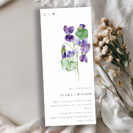 シックかわいらしモノグラムバイオレットフローラバンチ結婚ーズ 招待状