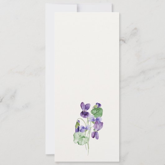 シックかわいらしモノグラムバイオレットフローラブライダルシャワー 招待状 (裏面)