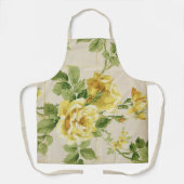 シックかわいらし素朴ラージイエローローズオントレリス エプロン (正面)