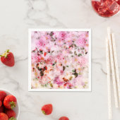 シックかわいらし赤面ピンクウォーターカラーバラフローラ スタンダードカクテルナプキン (インサイチュ)